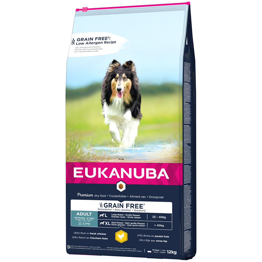 2x12kg Eukanuba Grain Free Adult Large Breed poulet - Croquettes pour chien