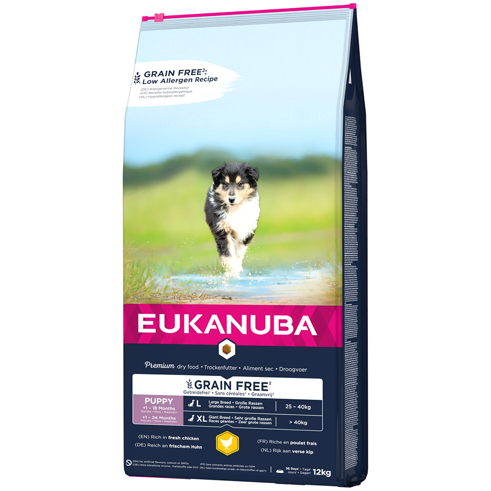 2x12kg Eukanuba Grain Free Puppy Large Breed au poulet - Croquettes pour chien