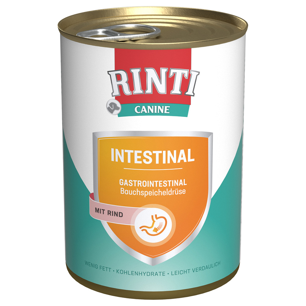 12x400g RINTI Canine intestinal avec bœuf nourriture pour chien humide