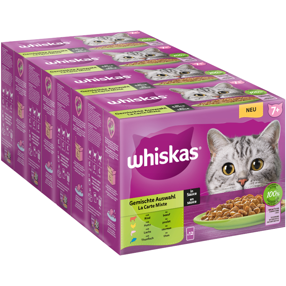 144x85g Whiskas Senior Senior 7+ Sélection mixte en sauce - Pâtée pour chat