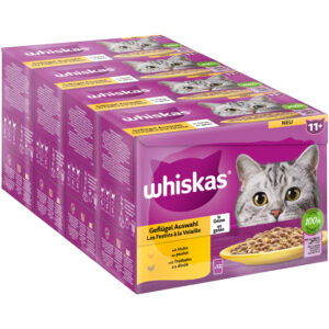 144x85g Whiskas Senior Senior 11+ Sélection de volaille en gelée - Pâtée pour chat