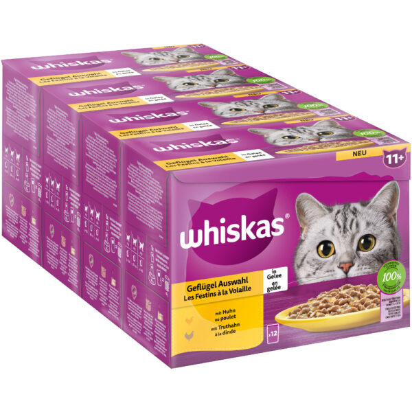 144x85g Whiskas Senior Senior 11+ Sélection de volaille en gelée - Pâtée pour chat