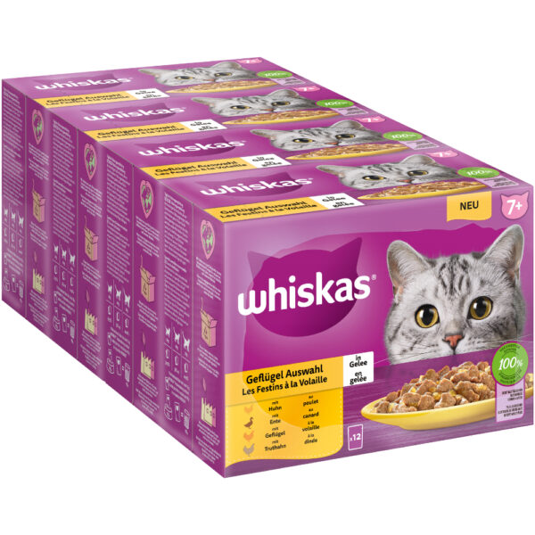 144x85g Whiskas Senior Senior 7+ Sélection de volaille en gelée - Pâtée pour chat
