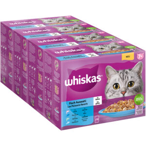 144x85g Whiskas Senior Senior 7+ Sélection de poisson en gelée - Pâtée pour chat