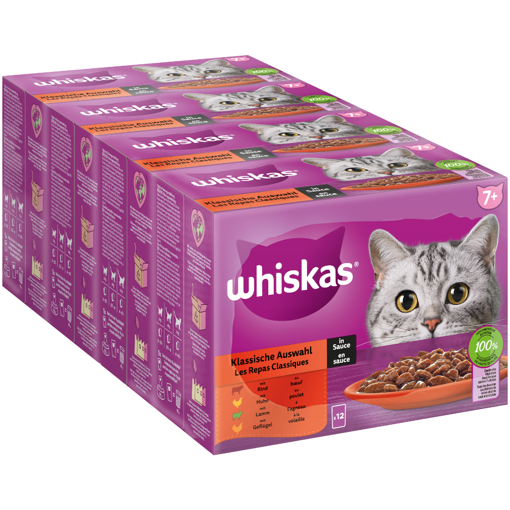 144x85g Whiskas Senior Senior 7+ Sélection classique en sauce - Pâtée pour chat