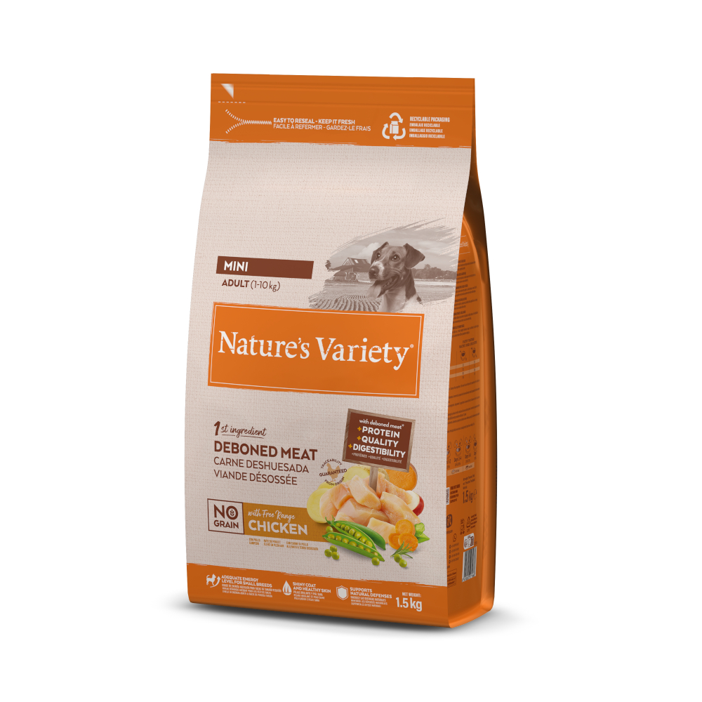 Nature's Variety No Grain Adult Mini poulet élevé en plein air pour chien - 3 x 1