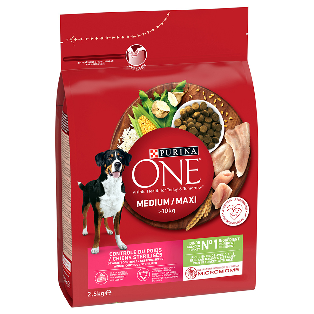 Lot PURINA ONE pour chien - Medium/Maxi Contrôle du poids /Chiens stérilisés dinde