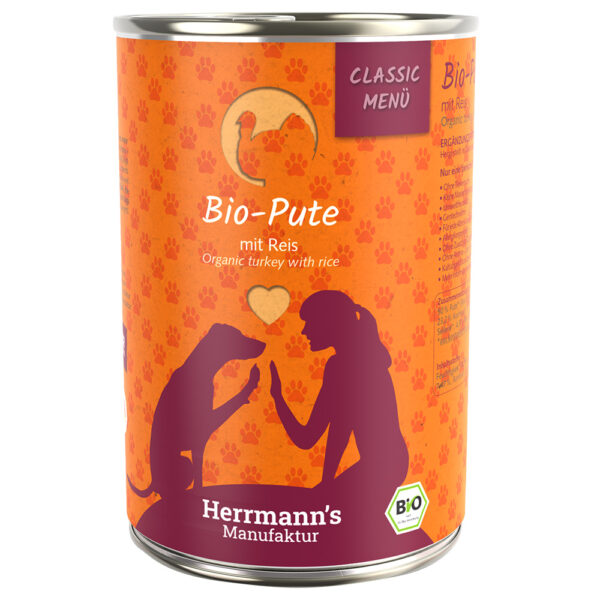 Herrmann's Menu Bio Classic 6 x 400 g pour chien - dinde bio