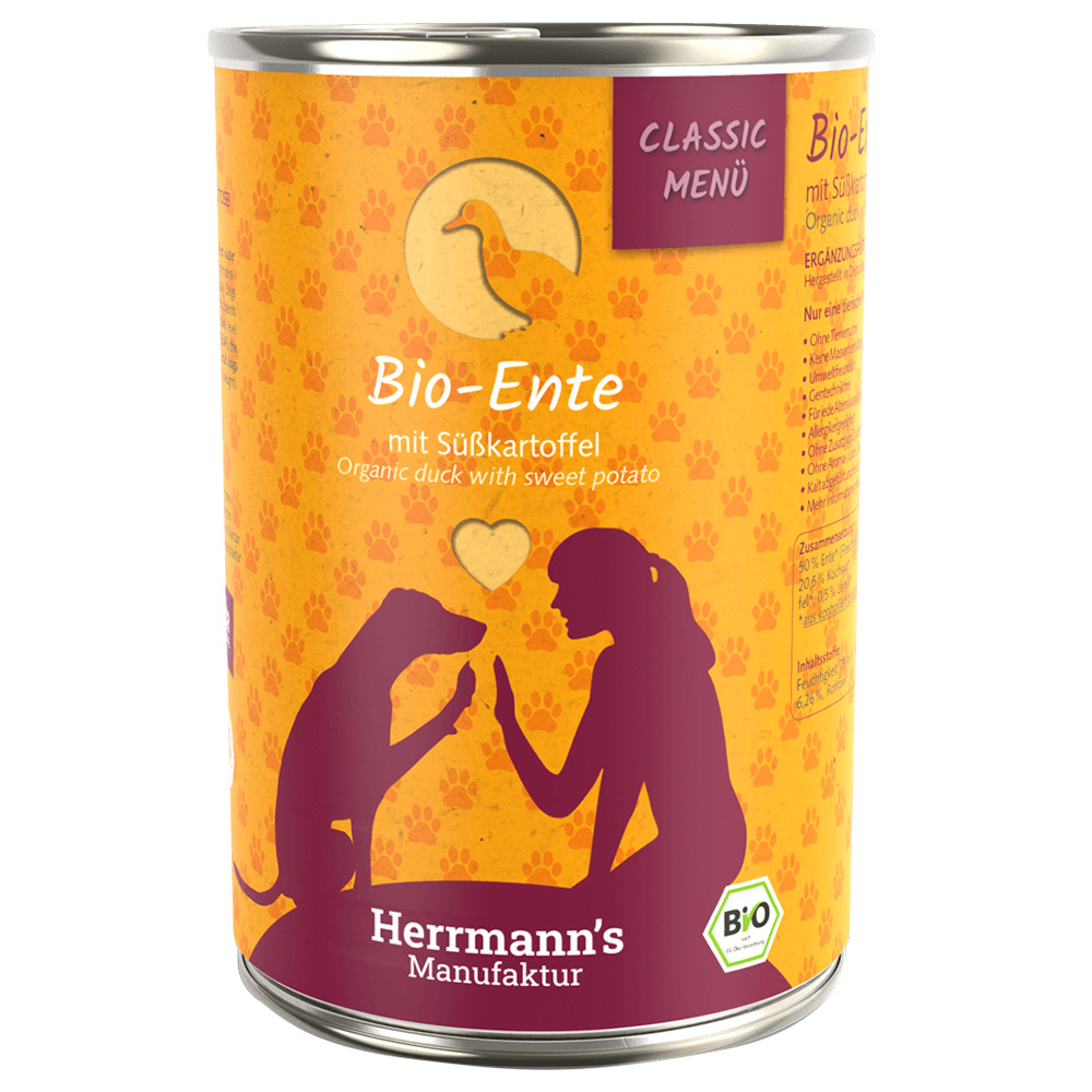 Herrmann's Menu Bio Classic 6 x 400 g pour chien - canard bio