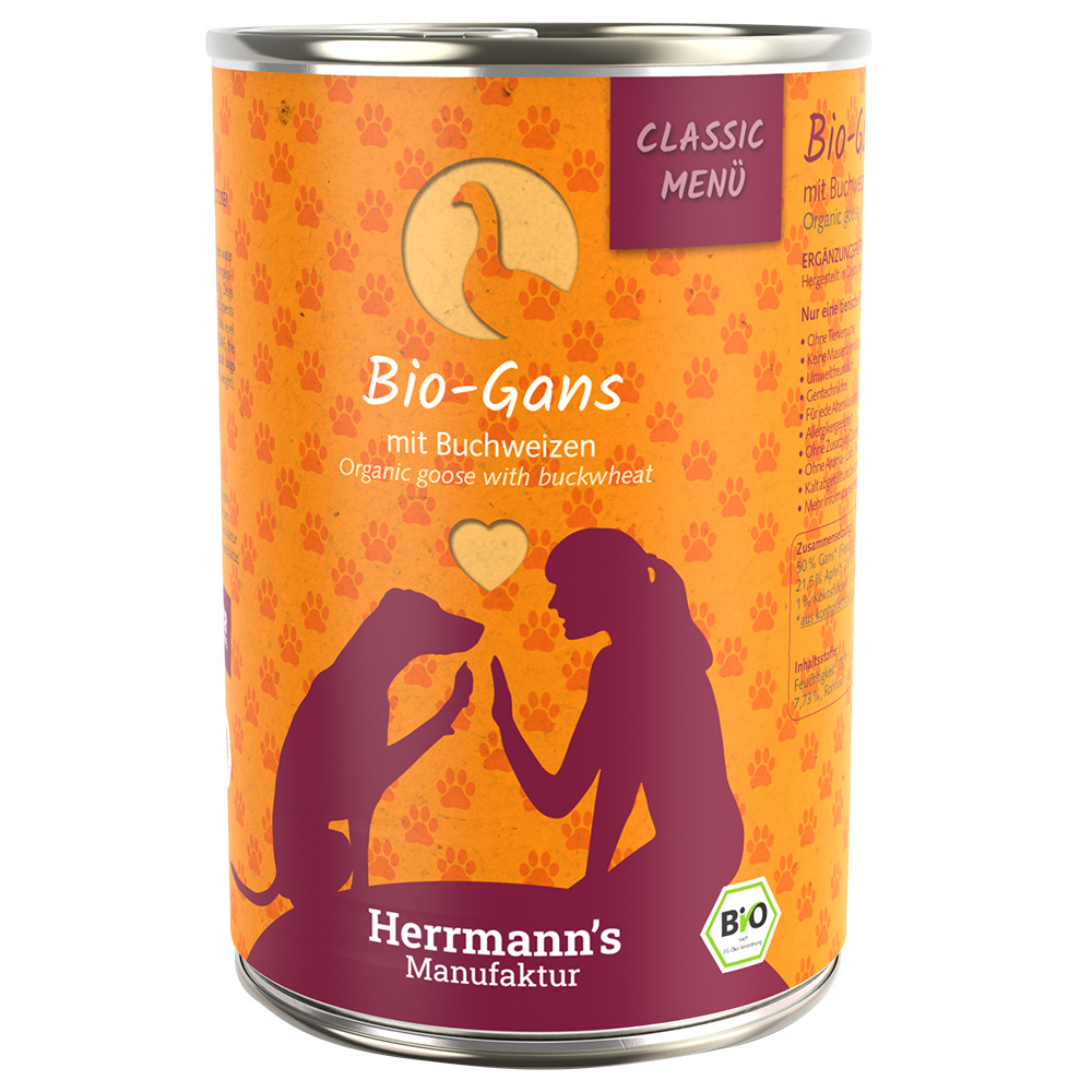 Herrmann's Menu Bio Classic 6 x 400 g pour chien - oie bio