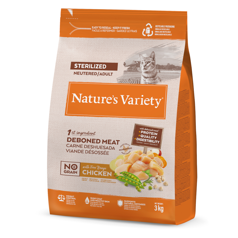 Nature's Variety No Grain Sterilized Adult poulet élevé en plein air pour chat - 3 kg