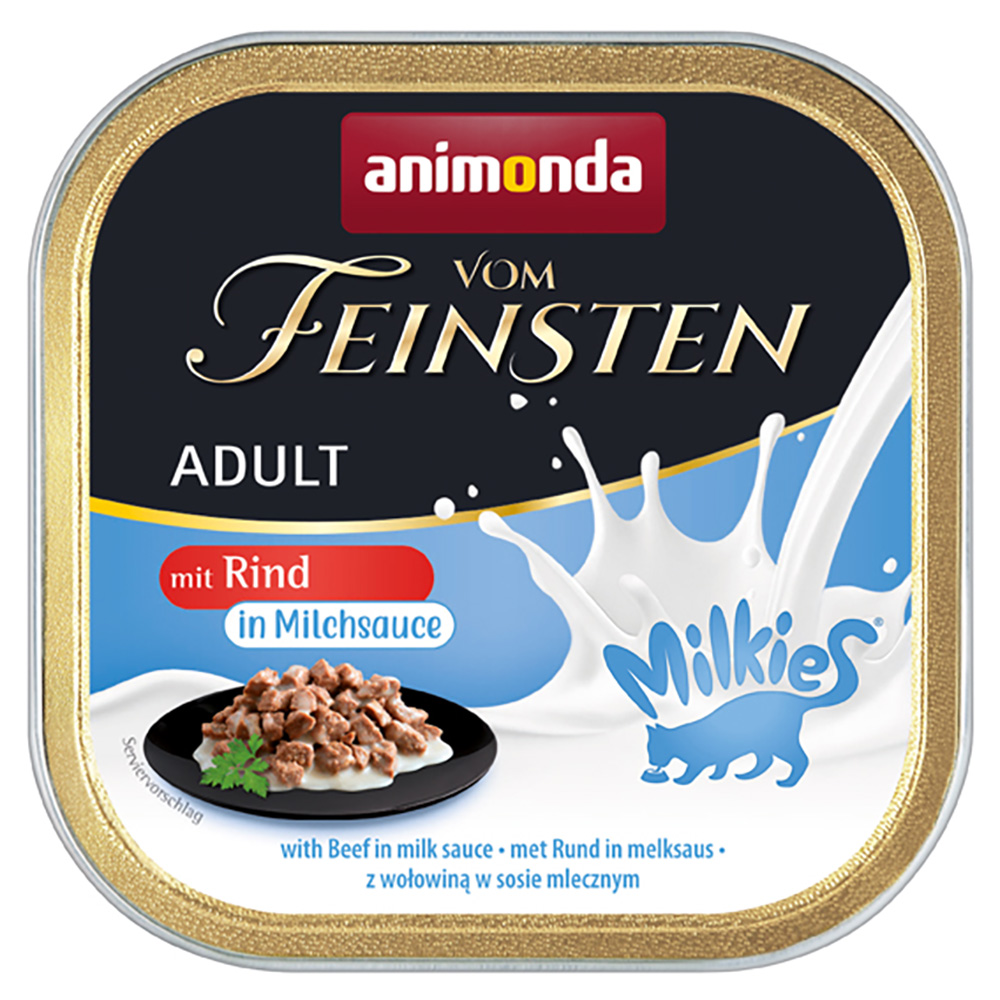 animonda Vom Feinsten Adult Milkies en sauce 32 x 100 g pour chat - bœuf à la sauce au lait