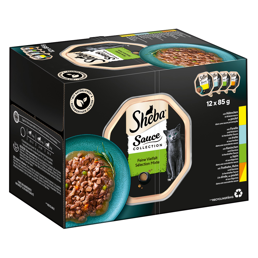 Mégapack Les Barquettes de Sheba 144 x 85 g pour chat - Sauce Collection (lapin