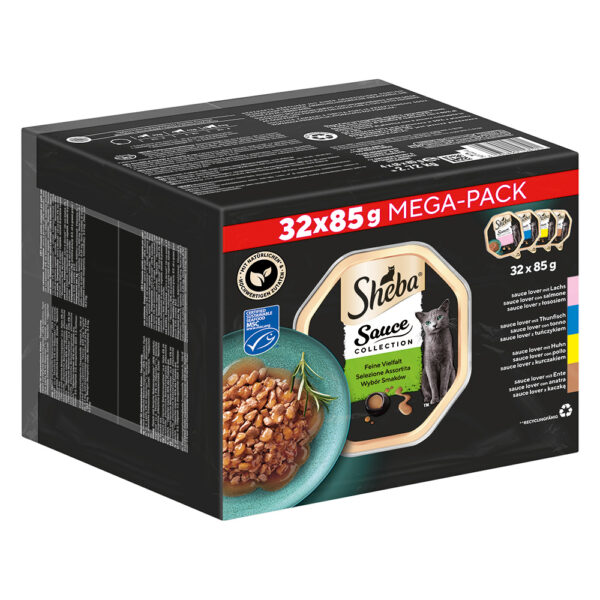 Lot mixte Sheba 32 x 85 g pour chat - Sauce Lover (saumon