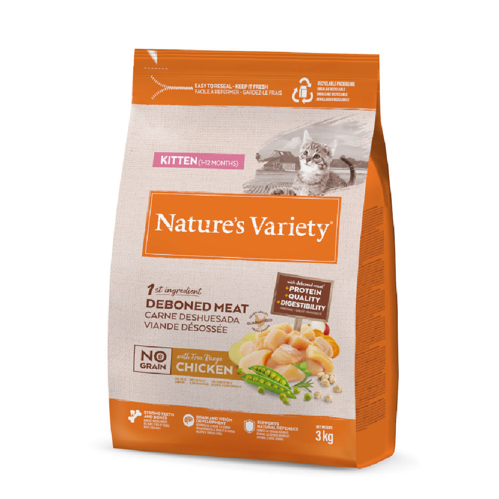 Nature's Variety No Grain Kitten poulet élevé en plein air pour chaton - 3 kg