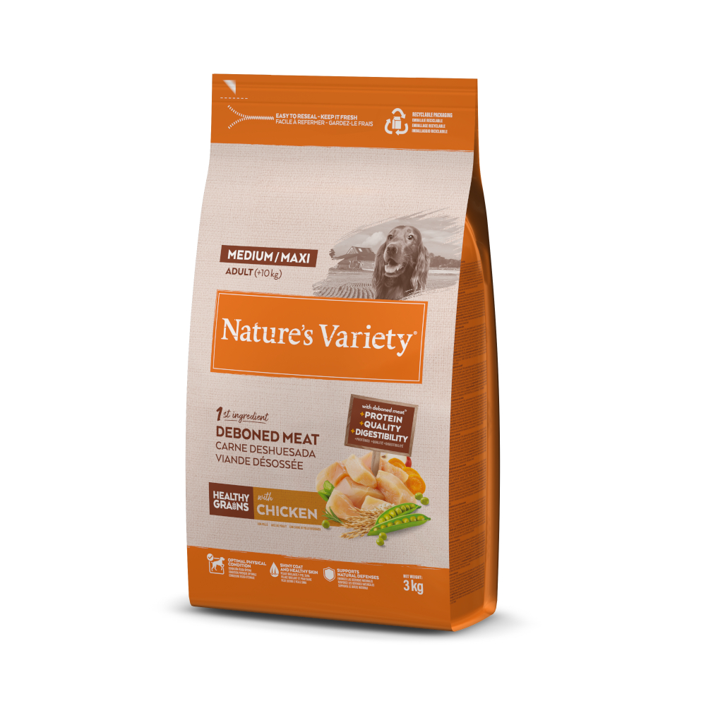 Nature's Variety Healthy Grains Adult Medium/Maxi poulet pour chien - 3 kg