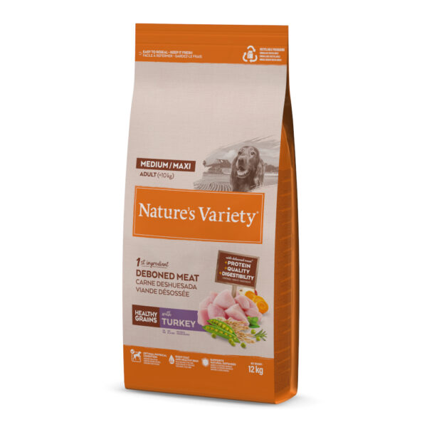Lot Nature's Variety pour chien - Healthy Grains Medium/Maxi Adult dinde (2 x 12 kg)