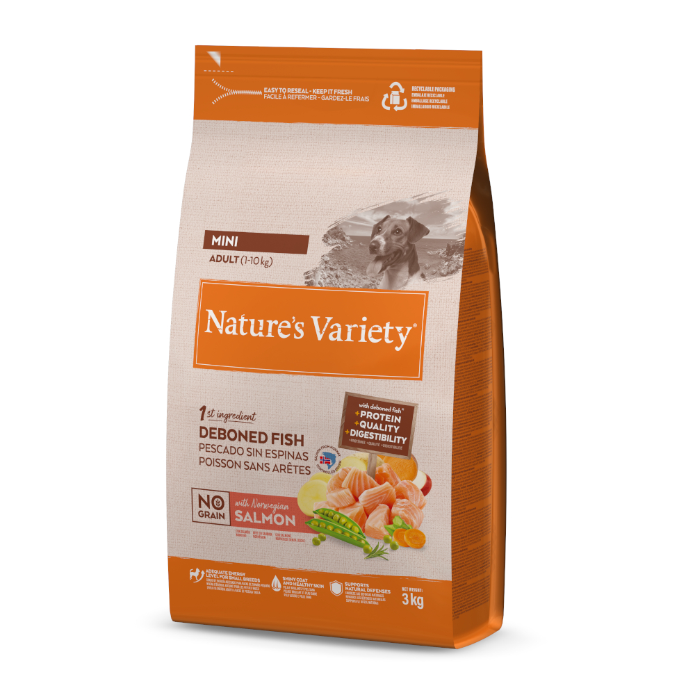 Nature's Variety No Grain Adult Mini saumon pour chien - 3 kg