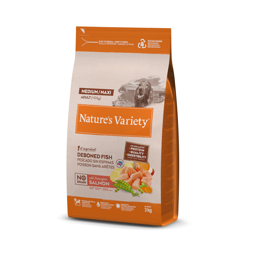 Nature's Variety No Grain Adult Medium/Maxi saumon pour chien - 3 kg