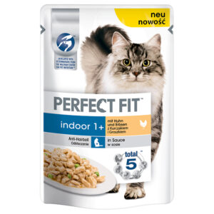 96x85g Indoor 1+ poulet et petits pois Perfect Fit - Pâtée pour chat