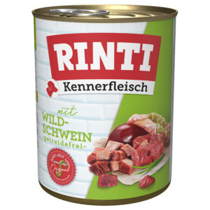 Lot RINTI 24 x 800 g pour chien - sanglier