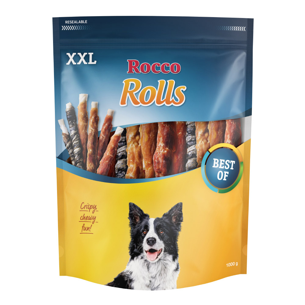 Rocco Rolls Pack XXL Bâtonnets à mâcher pour chien - lot mixte : filet de poulet