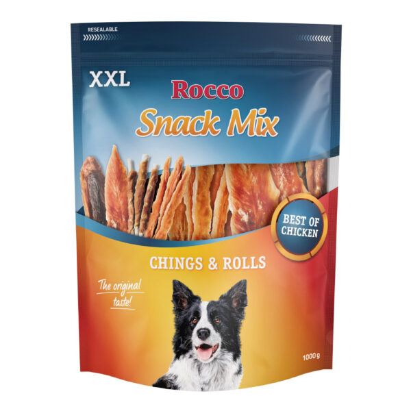 Mélange de friandises Rocco XXL au poulet pour chien - lot mixte : Rolls filets de poulet